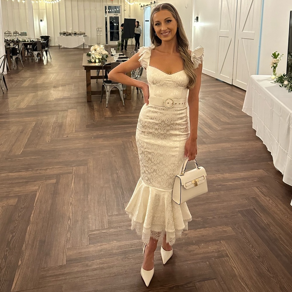 V. Chapman Rosalie dress in white brocade